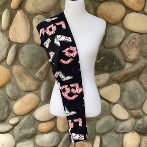 LuLaRoe OS One Size New Valentines Day Domino Heart Leggings NWT